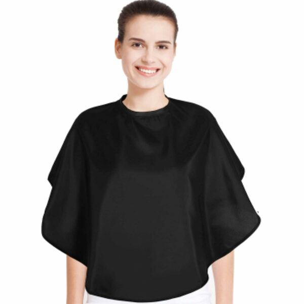 SIYAA Advanced Short Makeup Cape, Comb-out Beard Shaving Bib Mini Beauty Salon Styling Cape Lightweight Hairdressing Shampoo Cape Makeover Shawl for Makeup Artist Beautician Stylist (Black)