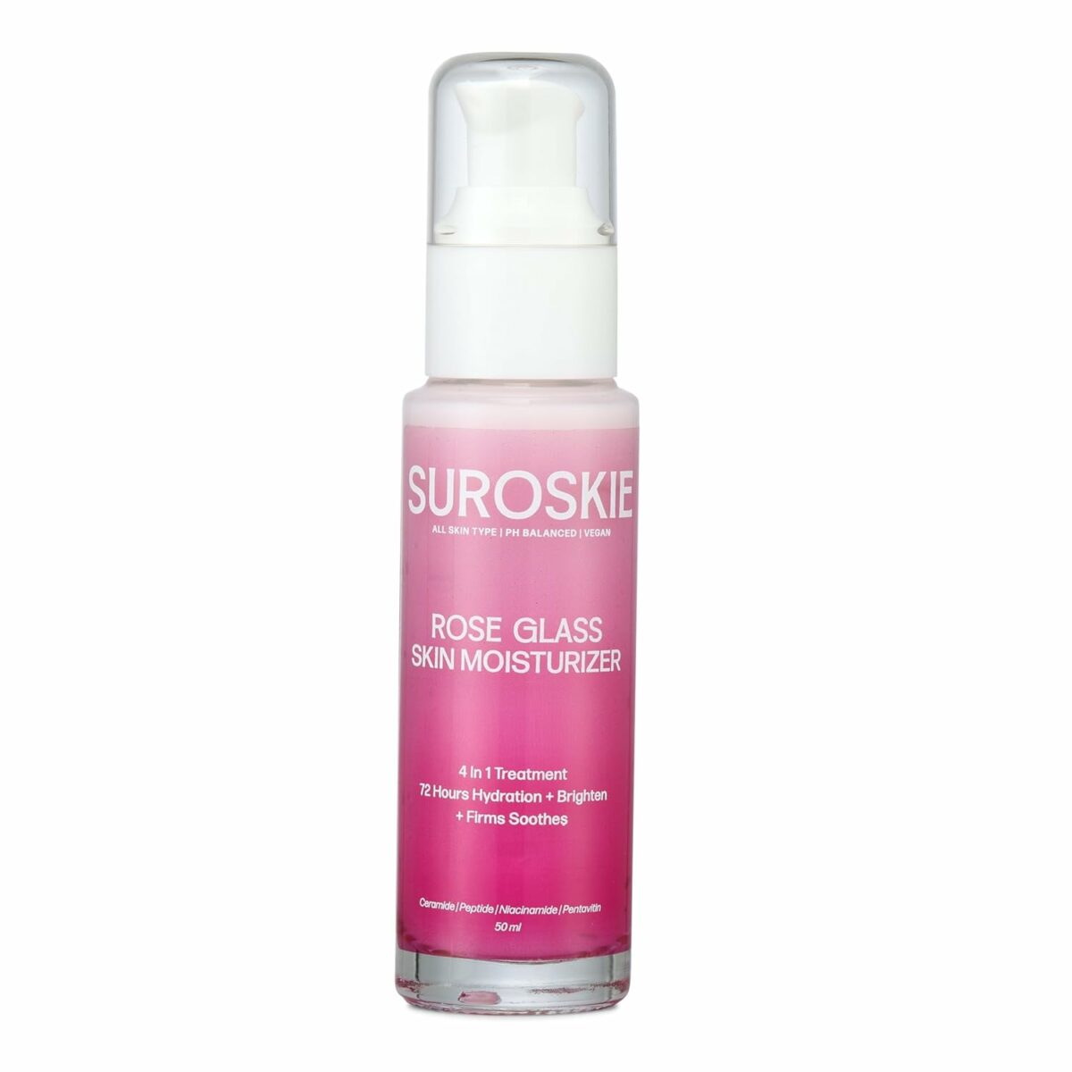 SUROSKIE Rose Glass Skin Moisturizer 50ml | Enriched With Collagen, Ceramides & Polyglutamic Extract | 4 in 1 Glowing,Firms, 72hr Hydrating & Brighten Skin | All Skin Types | Skin Care For Men & Women