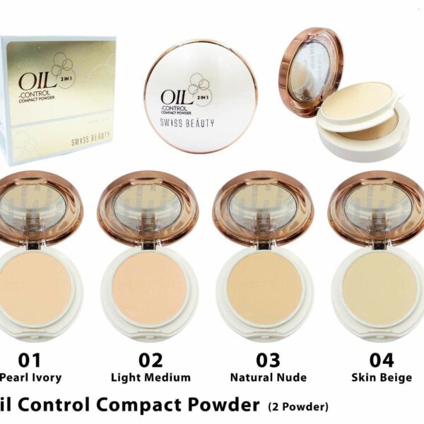 SWISS BEAUTY Oil Control 2 In 1 Matte Compact Powder For All Skin Types 20G - Light Medium (02), Multicolor