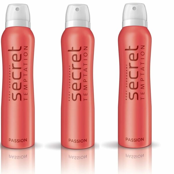 Secret Temptations Passion Deodorant for Women, Long-lasting Deodorant for That Extra Boost of Energy in All Seasons, Pack of 3 (150ml each)