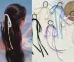 Shidara 5 Pcs Luxury Hair Ribbon Bow Hair Ribbon Ties Tassel Long Ribbon Bow Hair Ties Scrunchies Ponytail Holder Scrunchie for Women Black/Beige/Blue/Purple/Pink (5pcs)