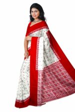 Shree Karni Creations Bengali Traditional Red and White Saree |Designed Pallu|