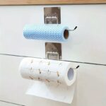 Style Keepers 2Pcs Paper Towel Holder with Magic Adhesive Pad, Kitchen Paper Roll Holder Wall Mount, Stainless Steel Self Adhesive Wall Mount Towel Bar for Kitchen Bathroom Toilet - No Drilling (2)