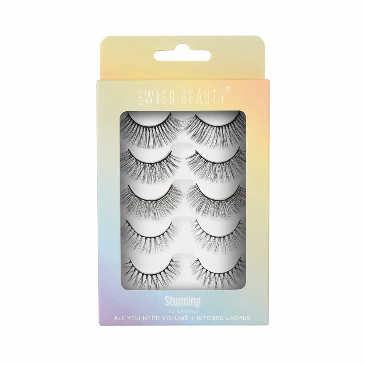 Swiss Beauty Cruelty-Free 3D Eyelashes - Pack of 10 False Eyelashes | Volumising Eye Lashes | Lengthening Eye Lashes | Lightweight Eyelashes | Shade - Black 03, Set of 5