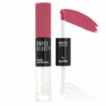 Swiss Beauty Duo Lipstick | Matte smudge-proof Liqud Lipstick + Transparent glossy Lipgloss | Transfer -proof and Long lasting | Shade-Poison Pink, 10ml