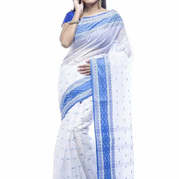 T.J. SAREES Pure Cotton Sarees for Women Traditional Tant Sarees Elegant and Comfortable Cotton Saree for All Occasions Without Blouse (Pack Of 1)