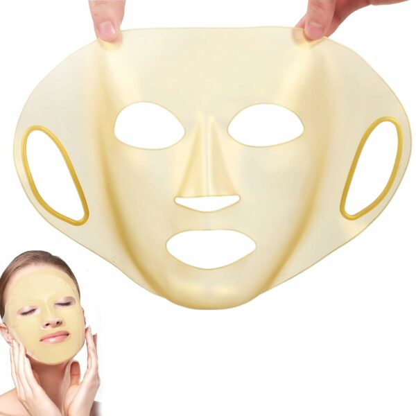 TLISMI Silicone Sheet Mask Cover Reusable Moisturizing Facial Mask Cover For Sheet Mask Sheet Mask Holder For Slow Down The Evaporation Of Mask Essence Face Beauty Tool-Golden, 1 Count