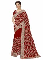 TRENDMALLS Women's Heavy Embroiderd Barfi Silk Saree