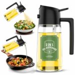 Tekcool 500ml 2 in 1 Olive Oil Sprayer and Oil Dispenser Bottle for Kitchen, Glass Oil Bottle with Premium Nozzle, Oil Sprayer for Air Fryer, Salad,BBQ,Roasting (Multi Color) (Pack of 1)