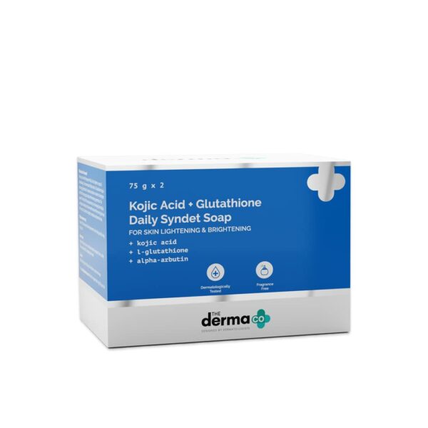 The Derma Co Kojic Acid + Glutathione Daily Syndet Brightening Soap With Kojic Acid, L-Glutathione & Alpha-Arbutin - 75 G X 2