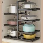 Tisany 7 Tier Heavy Duty Adjustable Pot & Pan under sink Organizer, Pot Holder, Cookware Pot Lid Holder 7 Tier Pot Organizer Pots and Pans Organizer for Cabinet,Kitchen Storage Shelf,