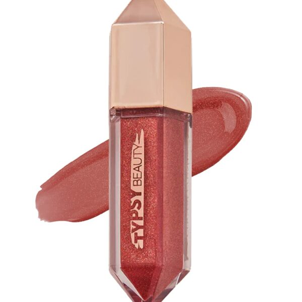 Typsy Beauty Crystal Crush Plumping Lip Gloss XL I Rose Quartz I High Shine Shimmery with Bronze & Pink Hue, Lip Plumping Effect, Non-sticky, Infused with Peptides & Botanical Extracts, Vegan, 7ml