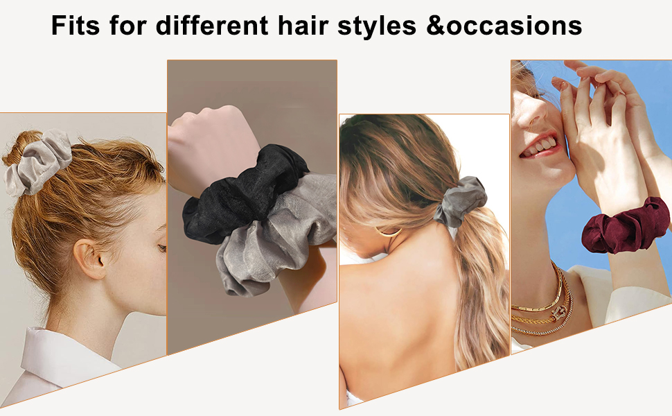 Women Solid Satin Scrunchie Soft Elastic