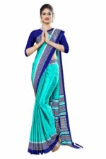 Uniform Sarees Corp Women's Premium Silk Crepe School Uniform Saree With Blouse Piece