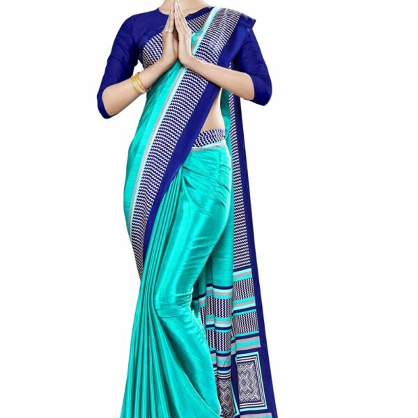 Uniform Sarees Corp Women's Premium Silk Crepe School Uniform Saree With Blouse Piece