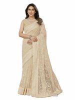 VARIETY HEAVEN Heavy Soft Net Chikankari Embroidery Saree with Mono Banglory Blouse