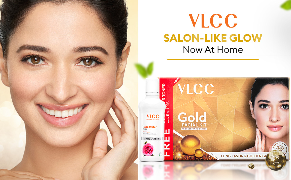 VLCC Gold Facial Kit with FREE Rose Water Toner - 1