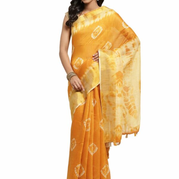 Vaamsi Women's Cotton Blend Printed Saree(VSAR1194_OneSize_Mustard)