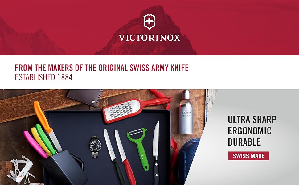 Victorinox, Swiss Classic Kitchen Knife- 3 Pcs Set, 2 Knife & 1 Peeler in Orange Colour. SPN-FOR1