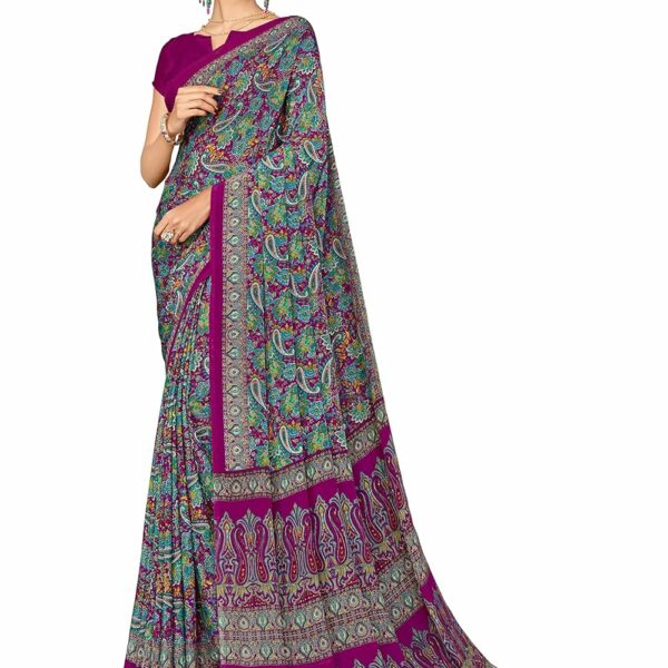 Vimla Women's Multi Crepe Silk Uniform Saree with Blouse (Angoori-2)