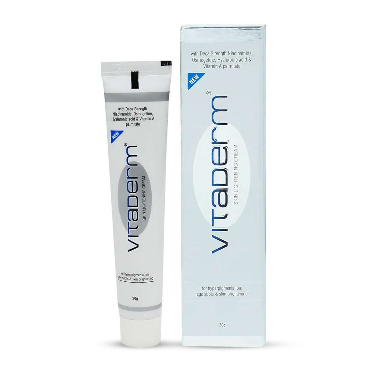 Vitaderm Skin Lightening Cream (20gm) With Vitamin E, Niacinamide10% & Hyaluronic Acid Helps In Skin-Brightening and Hydration And Reduces Dark Spots, Age Spots, Acne Marks, Hyperpigmentation