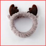 Wolpin Facial Headband For Unisex Make-Up Face Wash Hair Band With Deer Horns, Elastic Headband, Pack Of 1