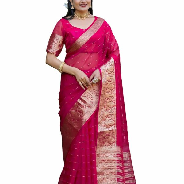 Women 5.5m Blend Bollywood Woven SLAB-9-MAIN Party & Festive Regular Saree