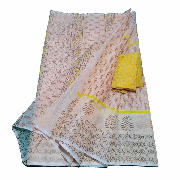 Women's Kota Doria Cotton Lightweight Hand Block Printed Saree