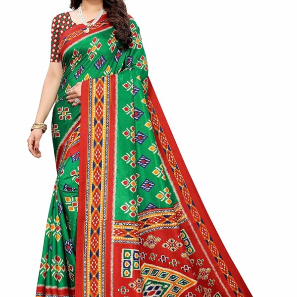 Yashika Women's Silk Blend Saree With Blouse Piece (GROZA GREEN_Green)