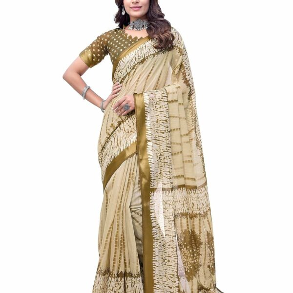 Yashika Women's Stylish Linen Blend Saree Set with Matching Blouse Material - Elevate Your Fashion Statement!