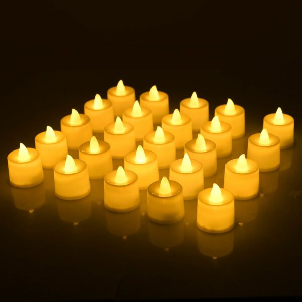 amazon basics 24 Pcs Decorative LED Tealight for Gifting, Mandir, Office & Home Décor (Yellow, Matte)