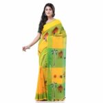 dB DESH BIDESH Women`s Bengal Handloom Pure Cotton Saree Tribal Hand Made Art Design With Blouse Piece