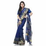 dB DESH BIDESH Women`s Tant Cotton Silk Handloom Cotton Blend Saree Pushpomala Work With Blouse Piece