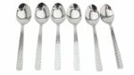 i bharat Stainless Steel Spoons Set of 6, Dinner Spoon Length 16cm, Food Grade Silverware for Home & Kitchen- Mirror Polished, 6 Silver Spoons (Check Design)