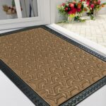 ishro home Premium Door Mat for Home Entrance,Waterproof All-Season, All-Weather Doormat, Sturdy Natural Rubber, Fade Resistant, Low Profile, Easy Clean, Heavy Duty (60X40 cm) (Beige)