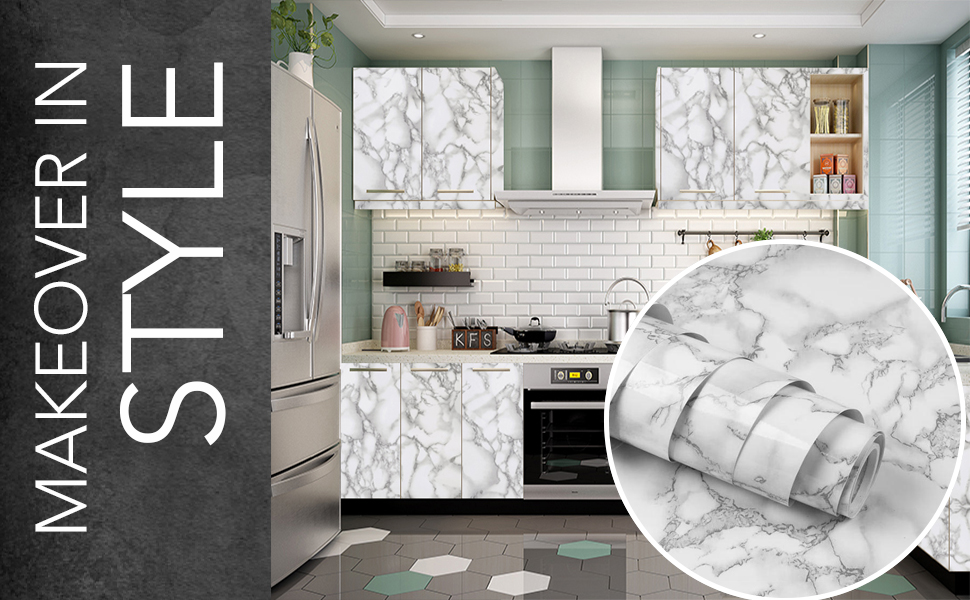 Wall Stickers Marble Wallpaper Furniture Kitchen, DIY, Self Adhesive, Cabinets, Almirah, Tabletop