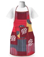 Kuber Industries Unisex Cotton Apron with Front Pocket|Leaf Printed & Oil Stain Resistant|Size 70 x 56 x 1 CM (Pink)