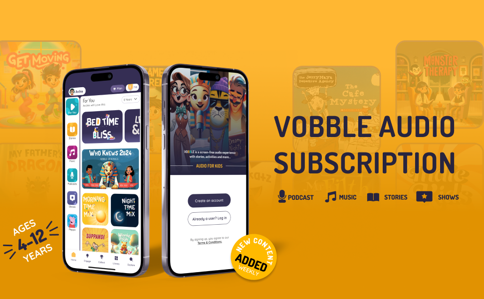 vobble audio subscription for kids age 4 to 12 