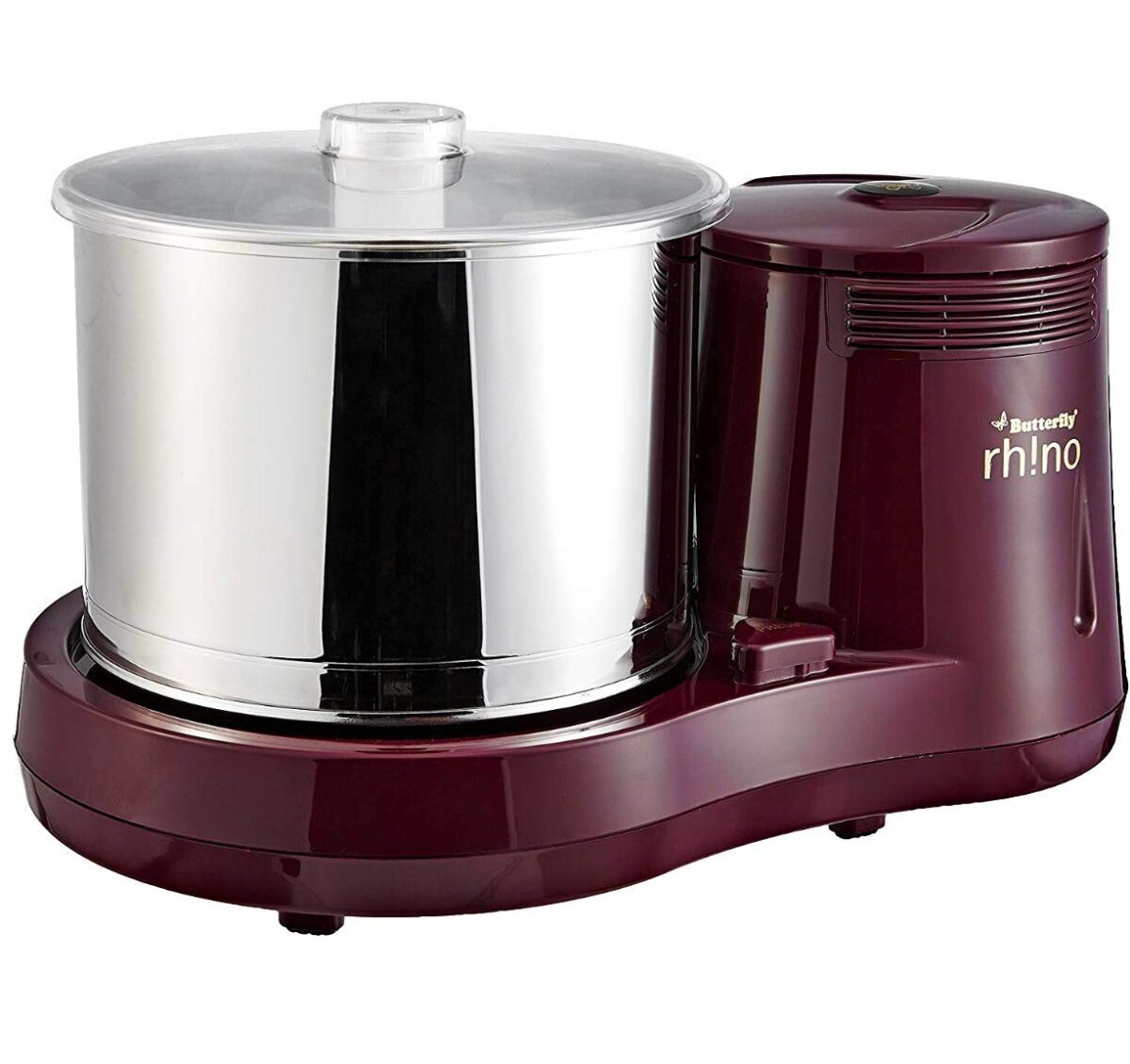 Butterfly Rhino 2 Litres Table-Top Wet Grinder | 150 Watts | Shockproof ABS Body | 4-way Grinding | Easy Clean & Maintenance | Stainless Steel Drum | 2 Years Manufacturer's Warranty | Cherry Red