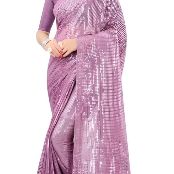 Women Embellished Bollywood Georgette Saree (Multicolor) Line-Seq Wine Purple Anubhav Ent.