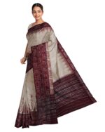 FLOWRINA Odisha Sambalpuri Handloom Ikat Women's Cotton Saree, Odisha Handloom Handmade Pure Cotton Khandua Saree, Ikkat Orissa Traditional Handloom Saree Without Blouse