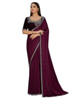 AKHILAM Women's Chiffon Embellished Saree With Unstitched Blouse Piece (MAHEK432A_MK_Parent)