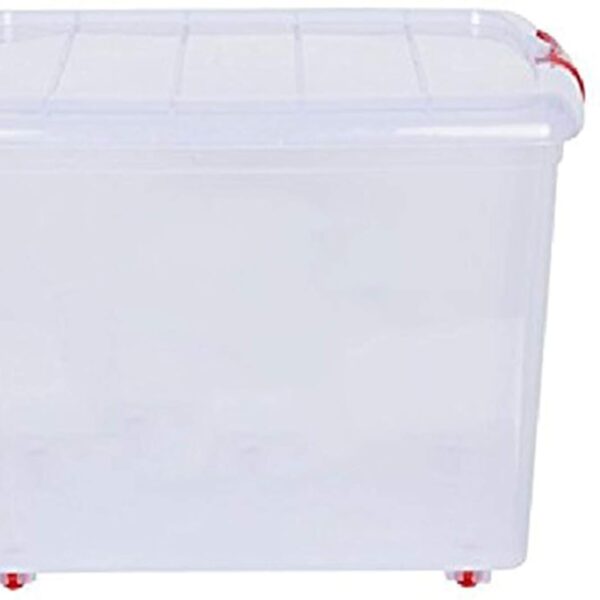 ARISTO Plastic Rectangular Storage Box with Wheel and Lid - 25 liters, Pack of 1, transparent