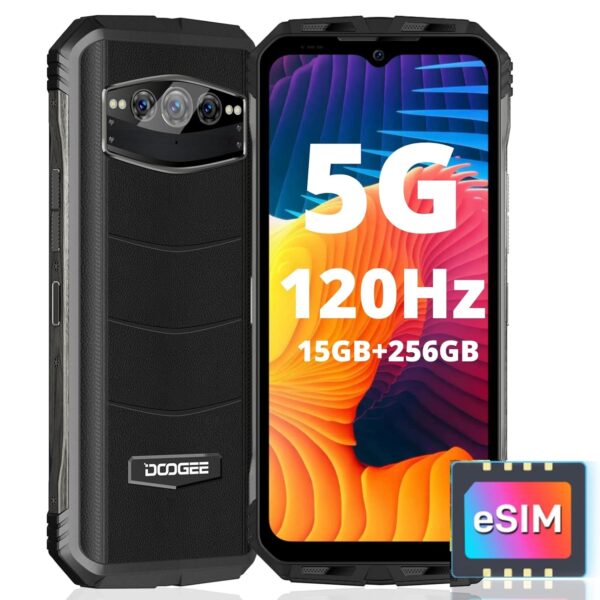 DOOGEE V30 PRO 5G Rugged Smartphone Unlocked, 32GB+512GB/2TB TF Dimensity 7050 Octa Core Waterproof Android 13 Mobile Phones, 10800mAh, 200MP Main Camera Dual Sim Cell Phone/WiFi6/OTG/NFC - Black