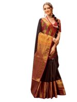 EthnicJunction Women's Silk Blend Kanchipuram Saree With Blouse Piece