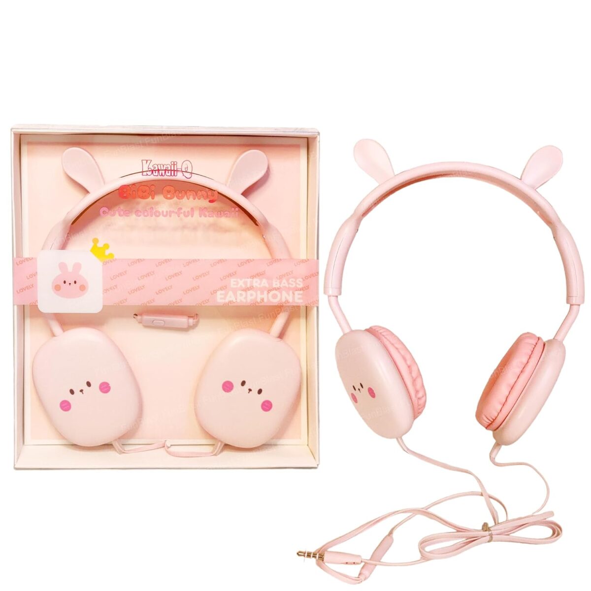 FunBlast Earphone for Kids - Cute Rabbit Wired Earphone, Headphones for Kids Girls Gifts Headphone for Smartphone, Gaming Headphone, Stereo Earphone, Stylish Headphones for Girls/Boys (Bunny)