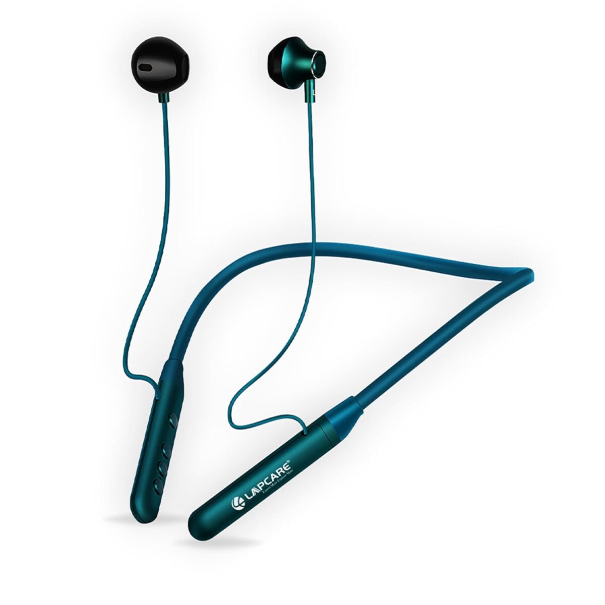 Lapcare Wooband 201 Wireless in Ear Bluetooth V5.3 Neckband with Upto 20Hrs Playtime| Low-Latency | 10MM Dynamic Drivers| Super Fast Charging| IPX5|Type C Charging| Magnetized Buds(Green)