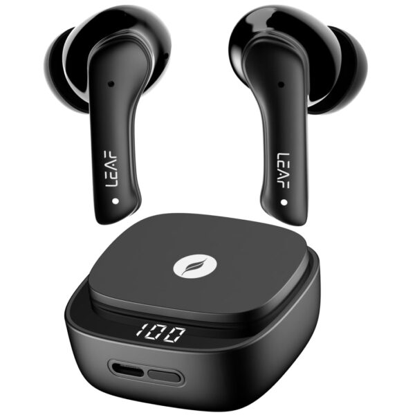 Leaf Buds X614 True Wireless ANC in Ear Earbuds with Ai Sound App,Active Noise Cancellation,Transparency Mode,30H Playtime,Quad Mic Enc,40Ms Low Latency,13Mm Driver,Ipx5,Bluetooth V5.3(Carbon Black)