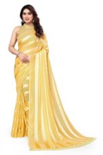 MIRCHI FASHION Women's Georgette Soild Striped Woven Saree with Blouse Piece