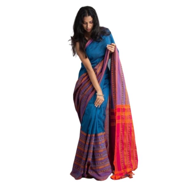 Maa Laxmi Handloom Begam Puri Khadi Cotton Saree With Running Blouse Piece, SKU_038